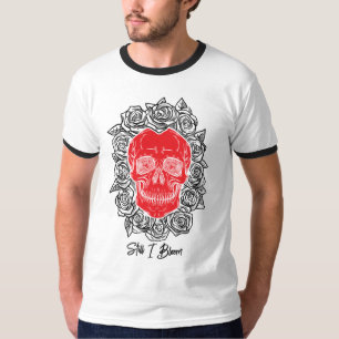 Memento Mori! Skull and Roses, Hand Drawn T-Shirt
