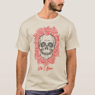 Memento Mori! Skull and Roses, Hand Drawn T-Shirt