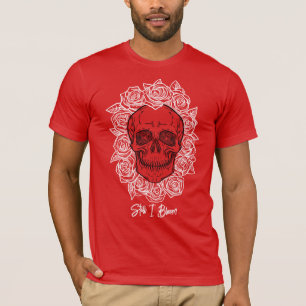 Memento Mori! Skull and Roses, Hand Drawn T-Shirt