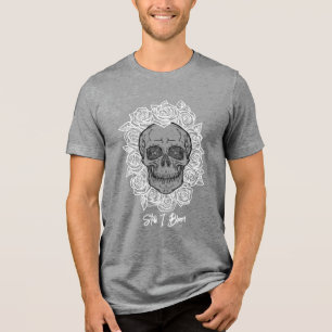 Memento Mori! Skull and Roses, Hand Drawn Tri-Blend Shirt