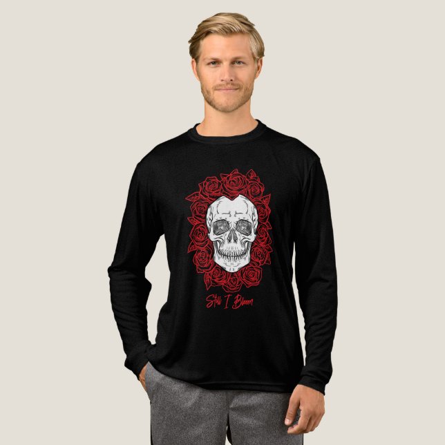 Memento Mori! Skull and Roses, Hand Drawn Tri-Blend Shirt (Full Front)