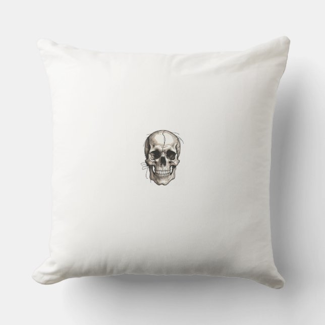 Memento Mori Skull in the Living Room Throw Cushion (Front)