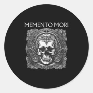 Memento Mori Skull Stoic Philosophy Men Women Lati Classic Round Sticker