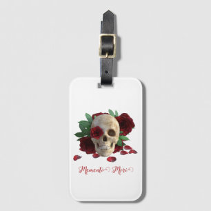 Memento Mori. Skull with red roses Luggage Tag