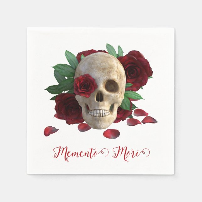 Memento Mori. Skull with red roses Napkin (Front)