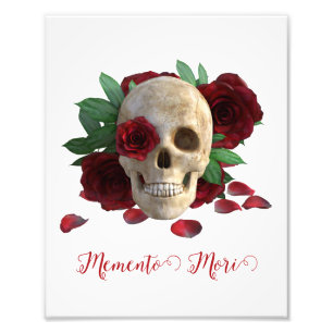 Memento Mori. Skull with red roses Photo Print