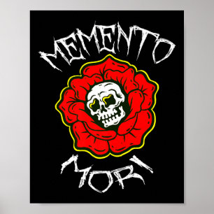 Memento Mori Traditional Tattoo Flower &amp; Skull Poster