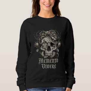 Memento Vivere Gothic Skull with Snake and Roses  Sweatshirt