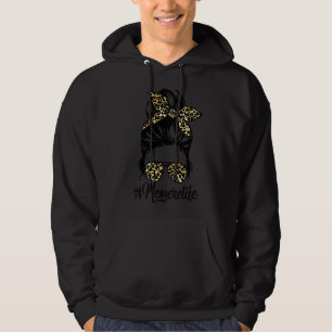Memere Life Messy Hair Bun Leopard Women Mother's Hoodie