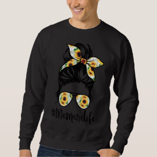 Memere Life Messy Hair Bun Sunflower Women Mother' Sweatshirt