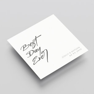 Memorable and Chic Grey: Best Day Ever Wedding Napkin