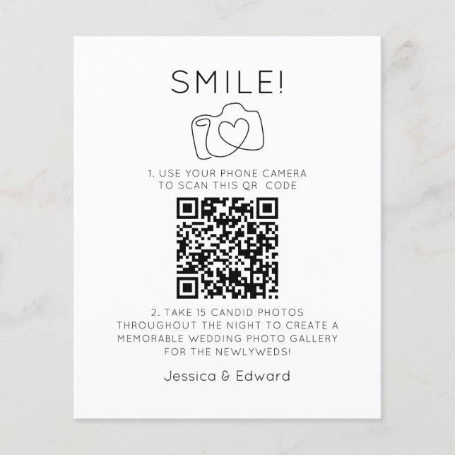 Memorable Photos Qr Code Black Chic Modern Wedding (Front)