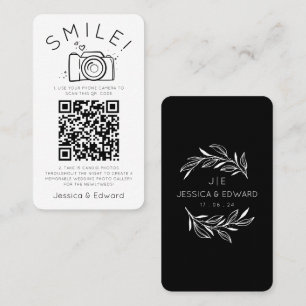 Memorable Photos Qr Code Black Chic Modern Wedding Place Card