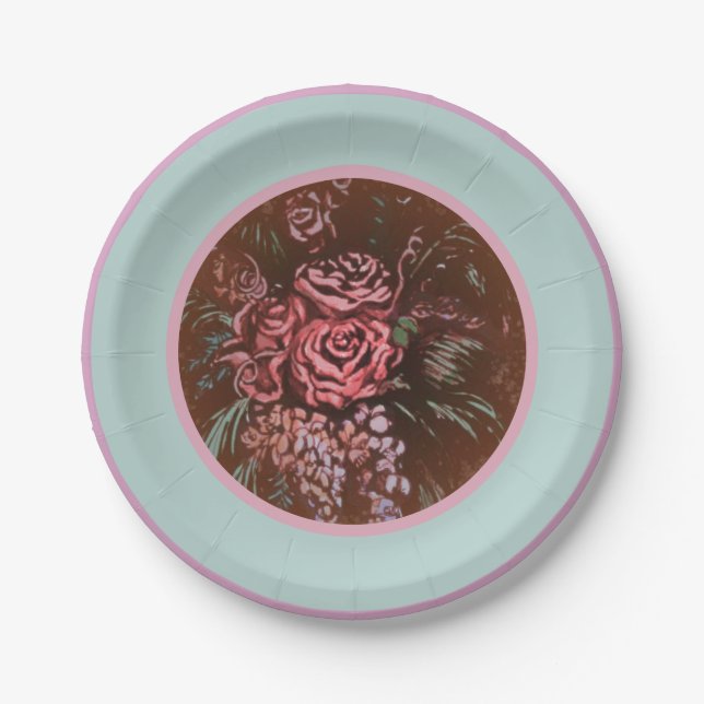 Memorable Roses Paper Plate (Front)