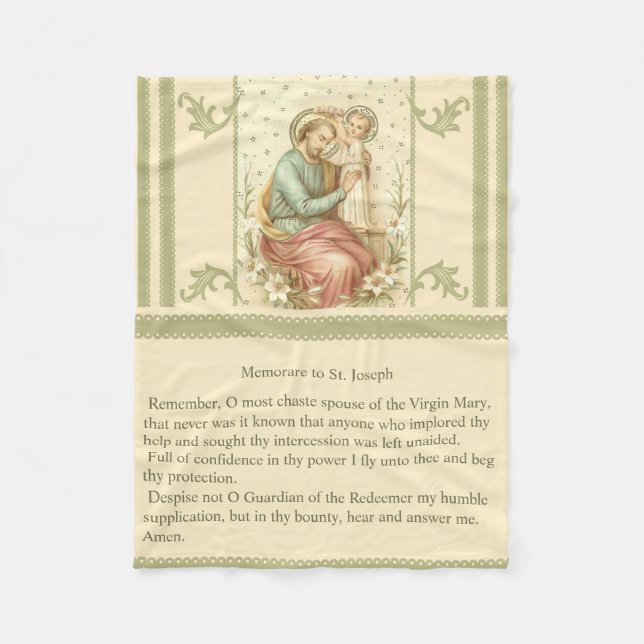 Memorare of St. Joseph Fleece Blanket (Front)