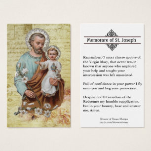 Memorare Prayer St. Joseph & Jesus Holy Card