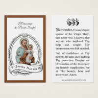 Memorare Prayer St. Joseph & Jesus Holy Card