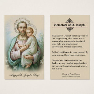 Memorare Prayer  St. Joseph & Jesus Holy Card
