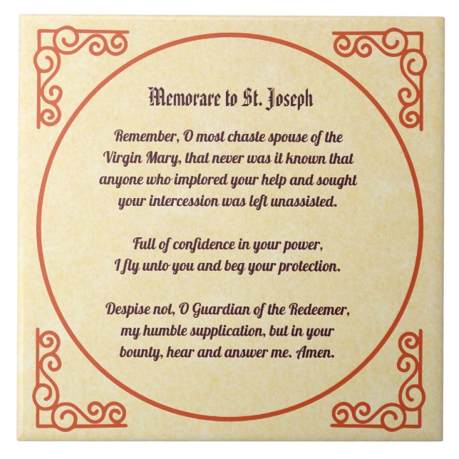 Memorare Prayer to St. Joseph 1 Tile (Front)