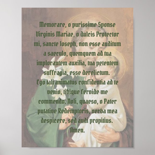 Memorare to St Joseph Poster (Front)