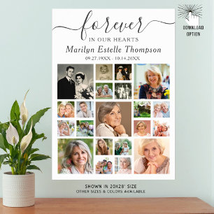 Memorial 21 Photo Collage Forever in our Hearts Poster