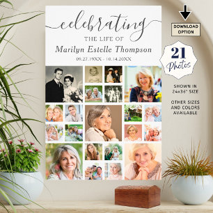 Memorial 21 Photo Collage Minimal Script Poster