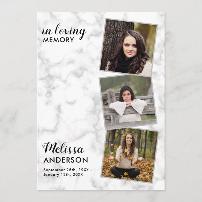 Memorial 3 Photo Order Of Service Funeral Programme (Front)