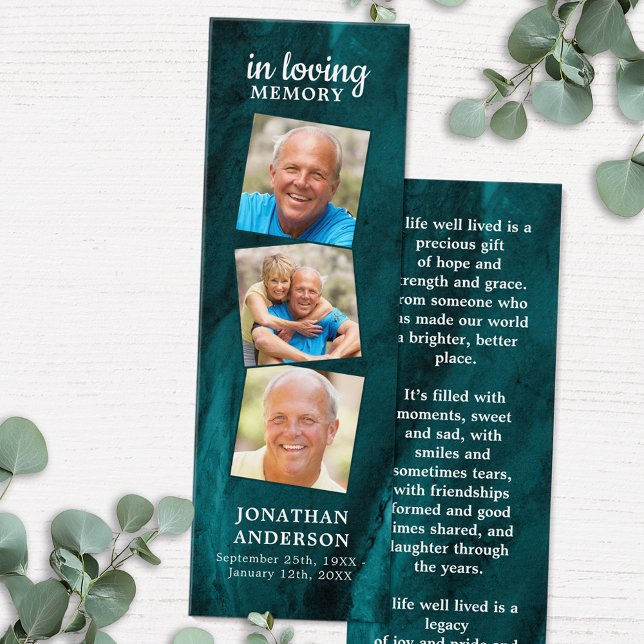 Memorial 3 Photo Poem Funeral Prayer Bookmark (Creator Uploaded)