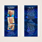 Memorial 3 Photo Poem Funeral Prayer Bookmark Blue