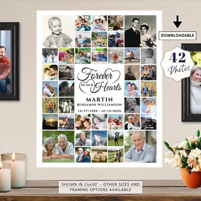 Memorial 42 Photo Collage FOREVER IN OUR HEARTS Po Poster (Creator Uploaded)