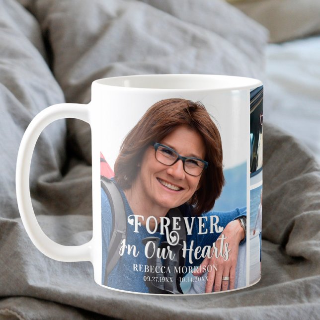 Memorial 4 Photo Forever In Our Hearts Keepsake Coffee Mug (Creator Uploaded)