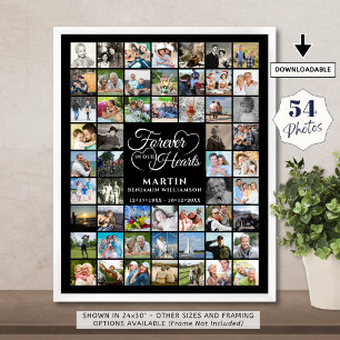 Memorial 54 Photo Collage FOREVER IN OUR HEARTS Poster