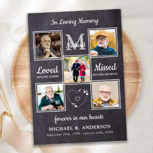 Memorial 5 Photo Collage Celebration Of Life  Invitation