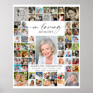 Memorial 61 Photo Collage In Loving Memory Poster