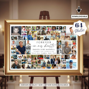 Memorial 64 Photo Collage Forever In Our Hearts Poster