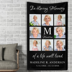 Memorial 8 Photo Collage Personalised Funeral  Banner
