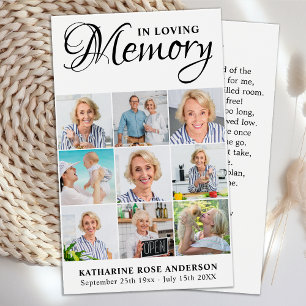 Memorial 9 Photo Collage Funeral Prayer Cards