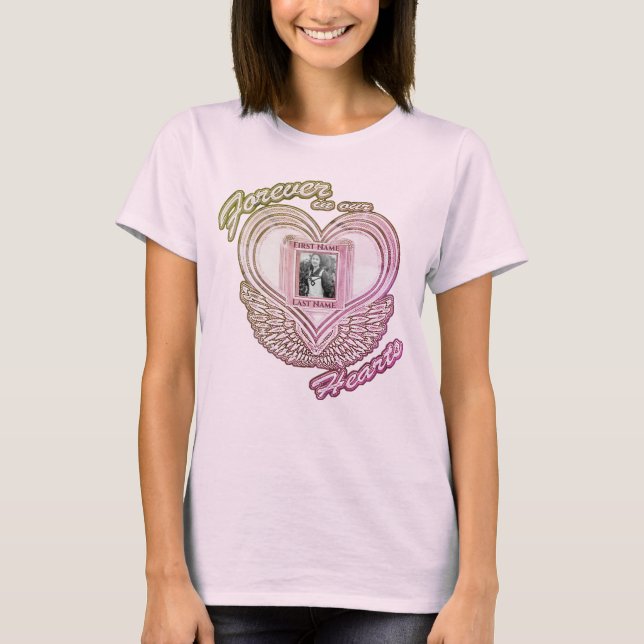 Memorial | Add Photo Heart Angel Wings T-Shirt (Front)