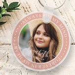 Memorial Always On My Mind Elegant Photo Key Ring<br><div class="desc">This simple and classic design is composed of serif typography and add a custom photo. "Always on my mind,  Forever in my Heart"</div>