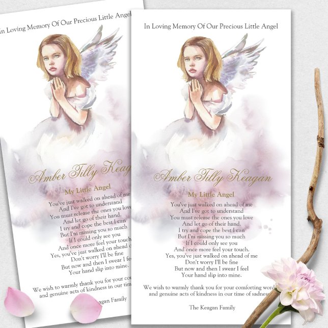 Memorial Angel Loss Funeral Thank You Cards (funeral thank you cards, bereavement, elegant, simple, celebration of life, sympathy card)