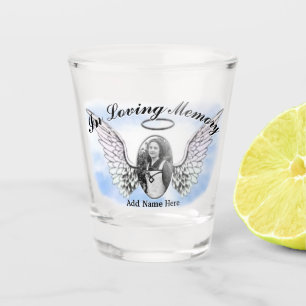 Memorial Angel Wings Add Photo / Name Shot Glass