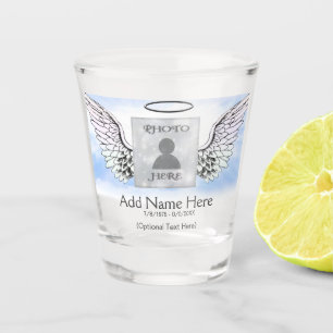 Memorial Angel Wings Add Photo Shot Glass