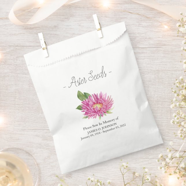 Memorial Aster Seed Funeral  Favour Bags (Clipped)