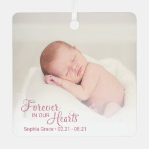 Memorial Baby Girl Photo Forever In Our Hearts Metal Tree Decoration