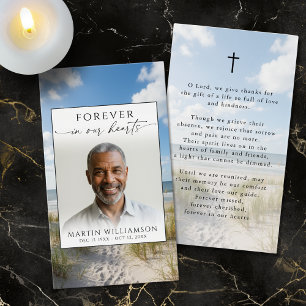 Memorial Beach Forever Hearts Photo Prayer Card