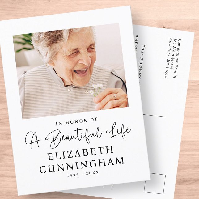 Memorial Beautiful Life Modern Elegant Chic Photo Postcard (Creator Uploaded)