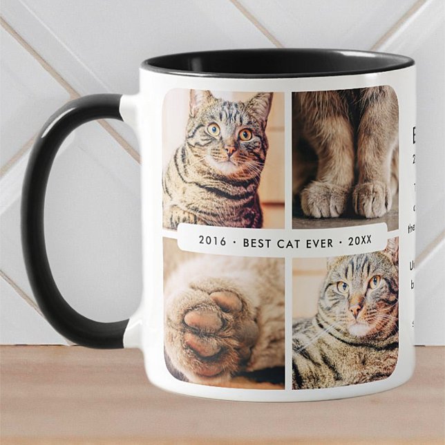 Memorial Best Cat Ever Modern Photo Collage Mug (Creator Uploaded)