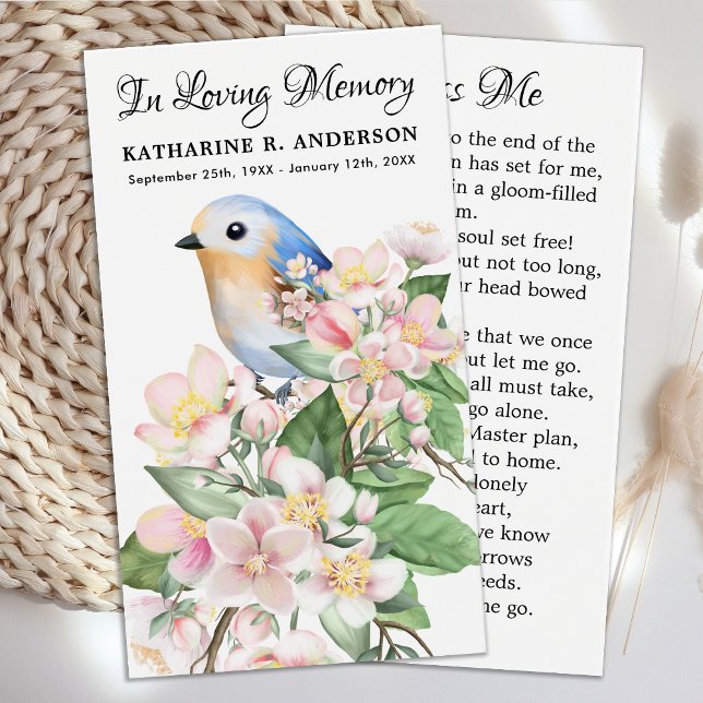 Memorial Bird Floral Poem Funeral Prayer Card (Creator Uploaded)