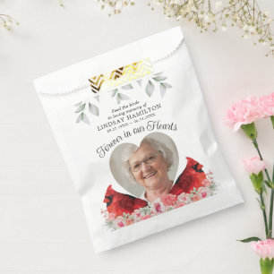 Memorial Bird Seed Cardinal Heart Photo Funeral Favour Bags