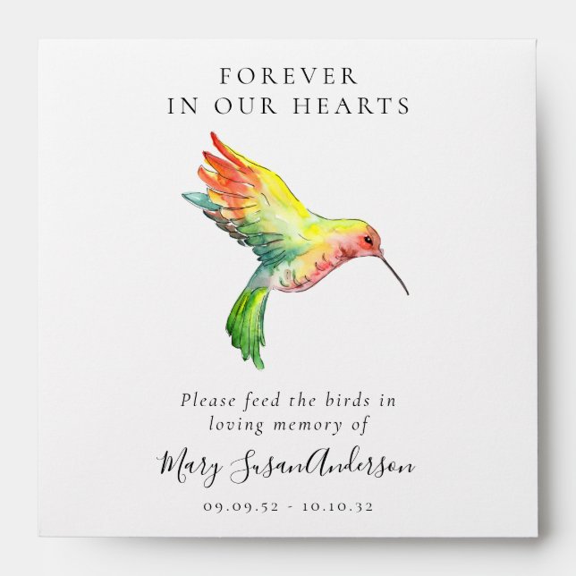 Memorial Bird Seed Packet - Hummingbird Envelope (Front)
